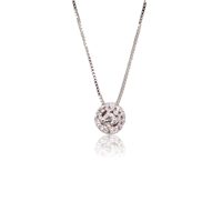 Collana punto luce in oro bianco 18kt con diamanti naturali 0.17 ct G/IF – Pendente rotondo pavé passante | Idee Preziose dal 1987 - IP.CK18B/16D